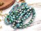 *20* 8mm Etched Silver AB Washed Blended Pacific Blue Turquoise Fire Polished Round Beads